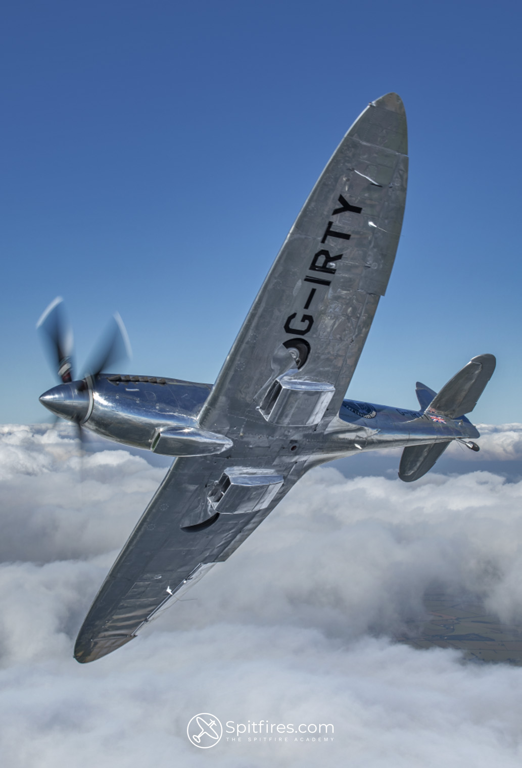 underside of the silver spitfire