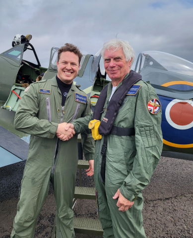 Tim Granshaw, and Robert Vose after their Spitfire flight experience.