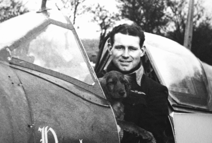Spitfire Pilot Henry Lacy Smith with his dog Butch