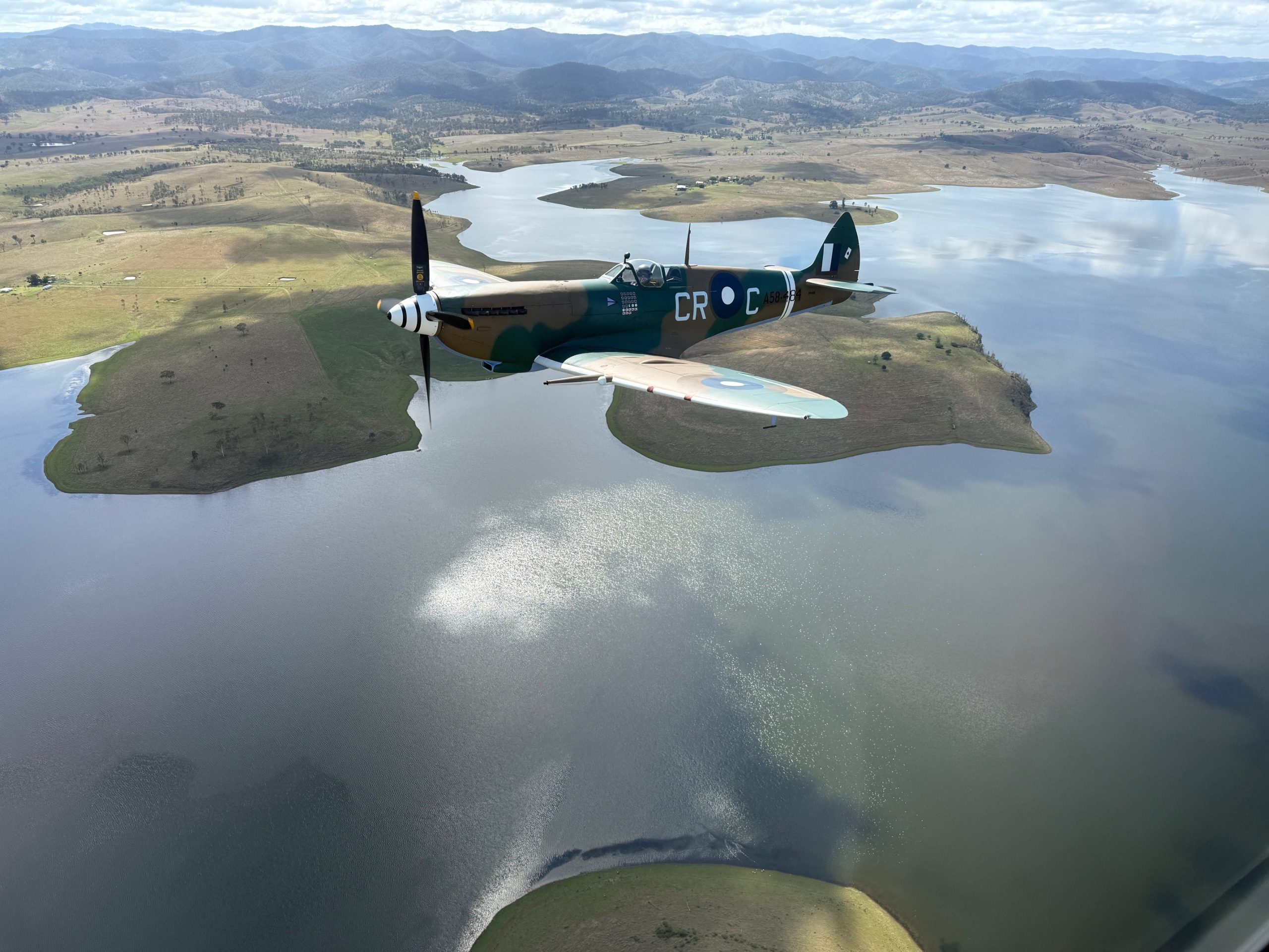 Peter Gartshore flying in a Spitfire.