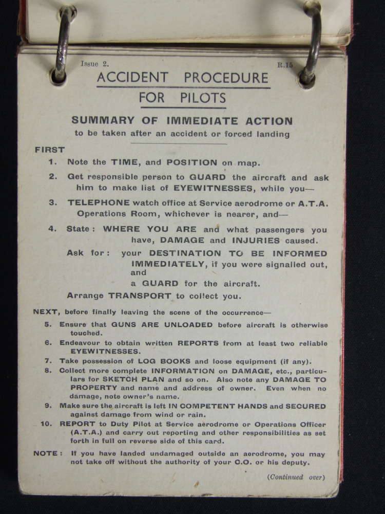 Accident procedure for pilots in ATA Pilot's Notes